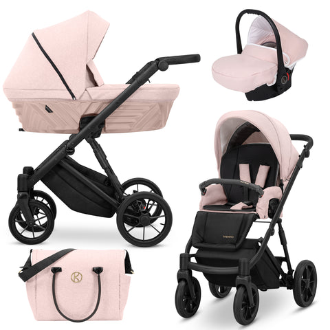 carrito de bebé de lujo Ivento rosa 3 piezas