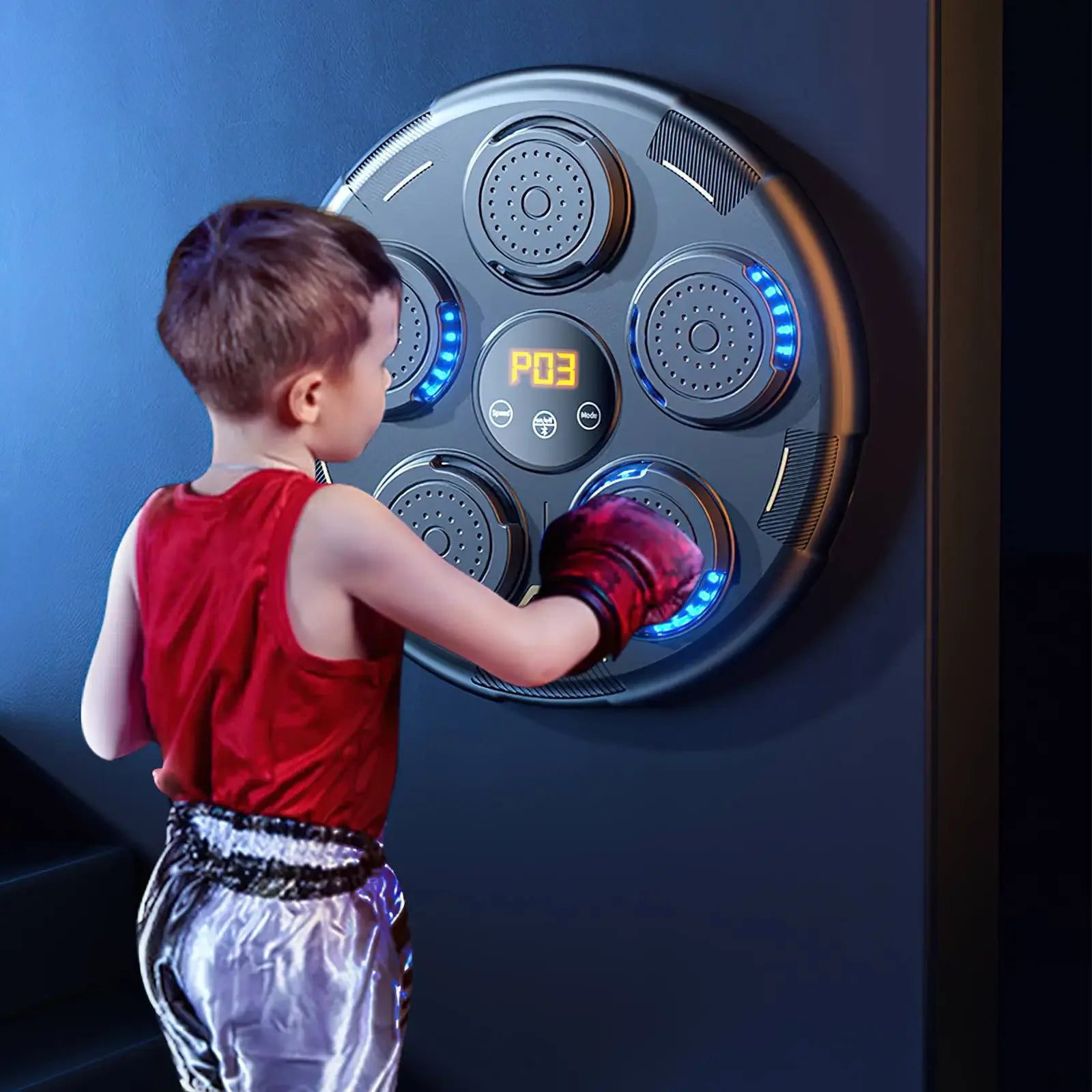 Tablero de boxeo de pared con musica y luces (incluye guantes para adulto y niño) - carritosMDR
